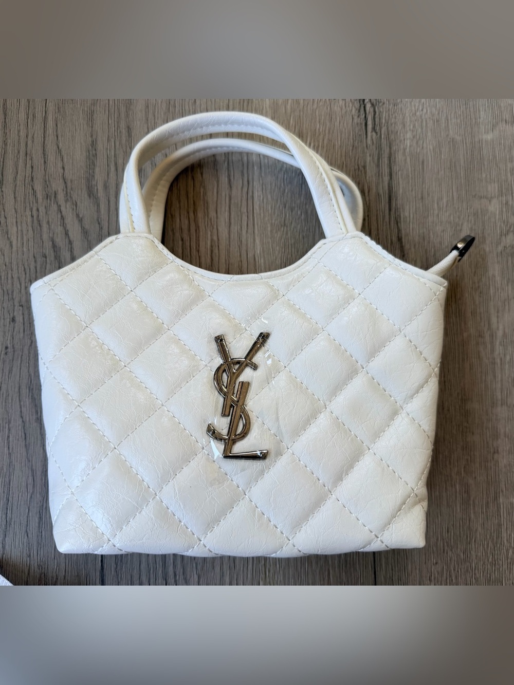 NEW SEALED Source Unknown YSL White PU Leather Niki Medium Tufo Classic Handbag - Picture 5 of 15